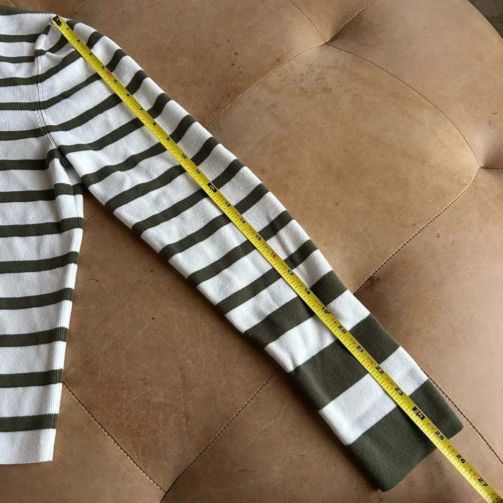 Maeve by Anthropologie‎ Olive Stripe Knit Sweater Top Coastal Classic XL